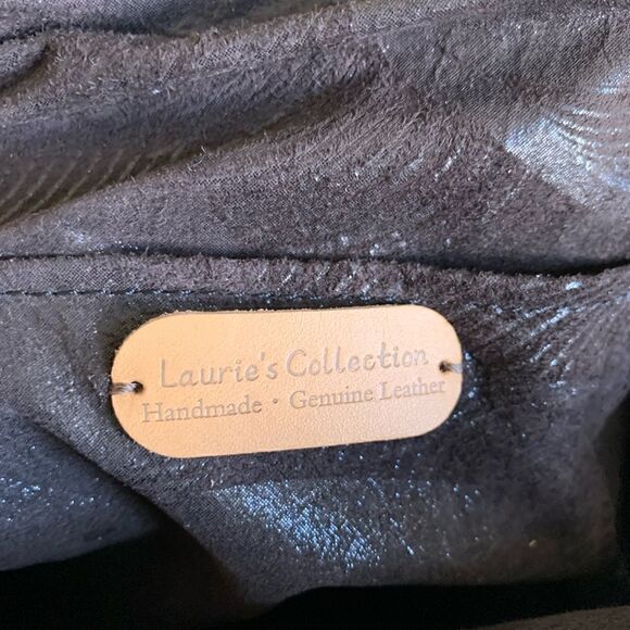 Handmade Real hair-on-horsehide Black Lace Printed Metal Frame Bamboo Handle Bag - Picture 15 of 16